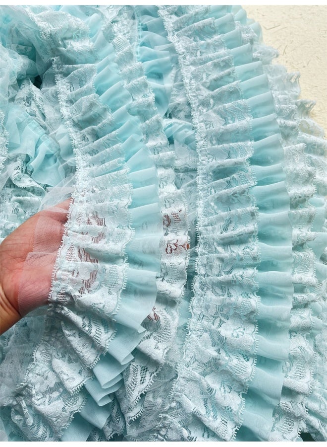 Lolita Dress Three-Layer Lace Pastoral Skirt Cuff Skirt High Quality Made Clothes Lining Decorative Lace Accessories-Color:Sky Blue 0.5m = Half A Meter Long / Multiple Shots For Continuous Hair  - Image 1