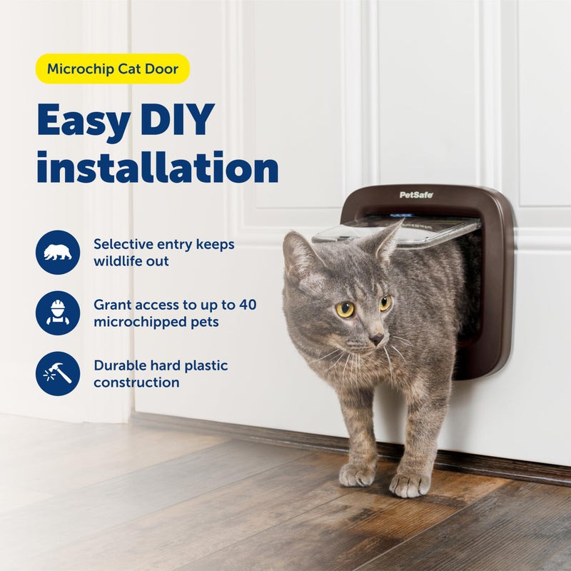 PetSafe Microchip Cat Door, Exterior or Interior Pet Door - Multi-User RFID Access Up to 40 Pets, 4-Way Locking, Weatherproof, DIY Easy Install, Hardware Kit; Privacy for Cat Litter Box or Pet Feeder - Image 2