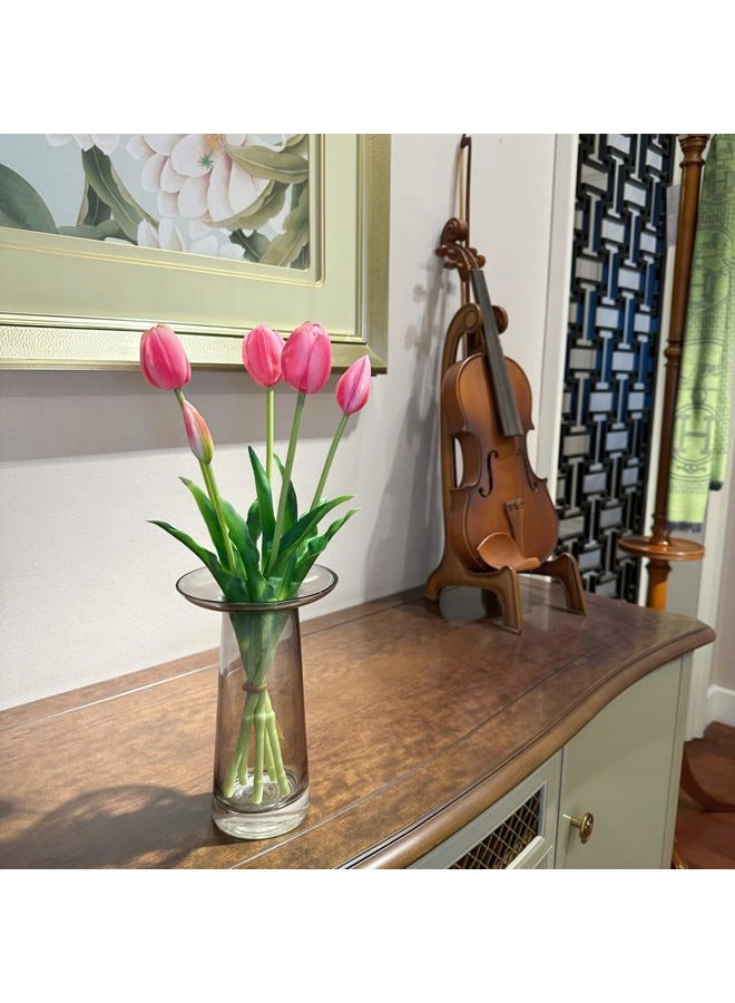 WAKISAKI 16-inch Premium Real Touch Fake Tulips Artificial Flowers with Buds, Flexible Stem Easy to Shape, Faux Tulips for Valentine's Day Home Decor Indoor (Vase not Included), 5-pack Set of Vibrant Pink  - Image 3