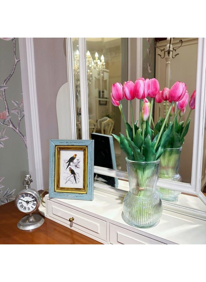 WAKISAKI 16-inch Premium Real Touch Fake Tulips Artificial Flowers with Buds, Flexible Stem Easy to Shape, Faux Tulips for Valentine's Day Home Decor Indoor (Vase not Included), 5-pack Set of Vibrant Pink  - Image 4