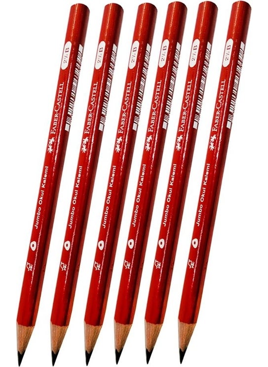 My First Pencil Jumbo Triangular Starter Pencil Black 2.5 B 6 Pieces Faber Jumbo Pencil Slotted Body Triangular