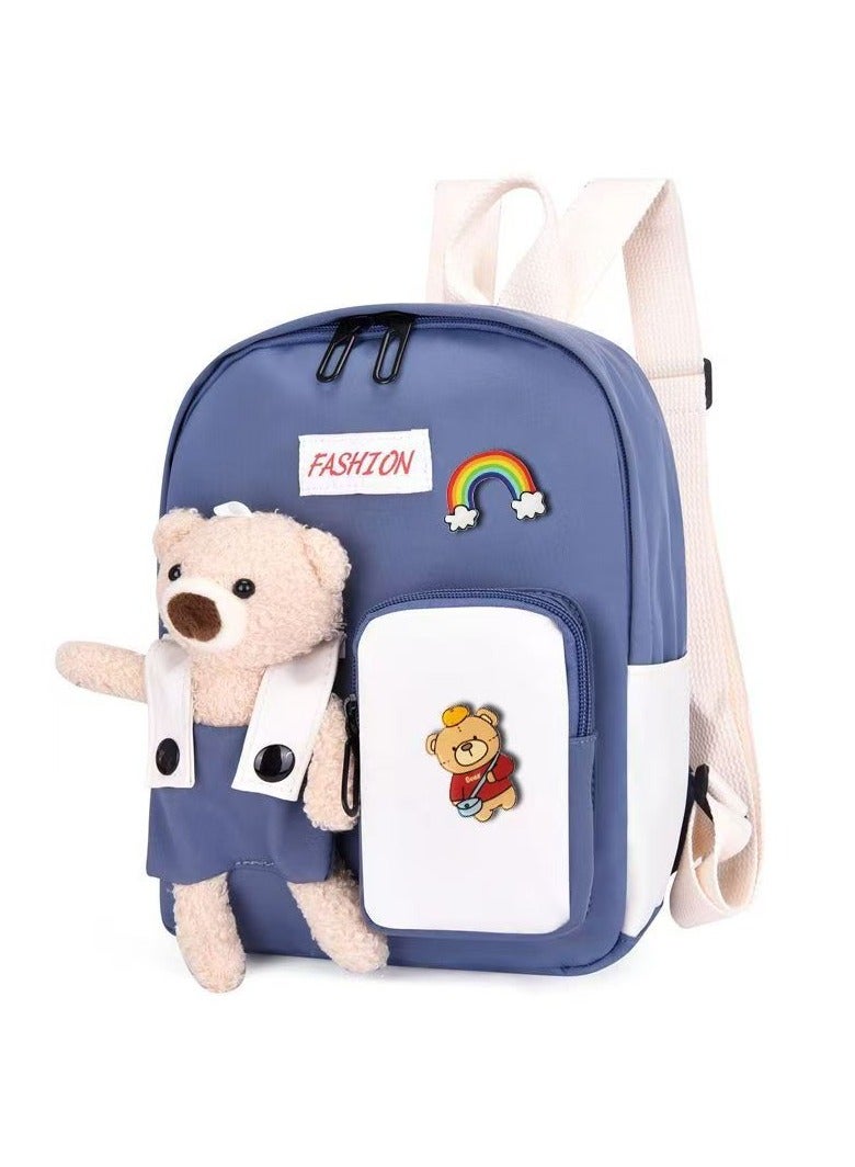 كيوت بسيطة حقيبة الظهر للأطفال الصغار الحديثة مناسبة للطلاب والبنات والأولاد | روضة أطفال أطفال المدارس الابتدائية على ظهره ، لطيف قلادة الدب الصغير - Image 1