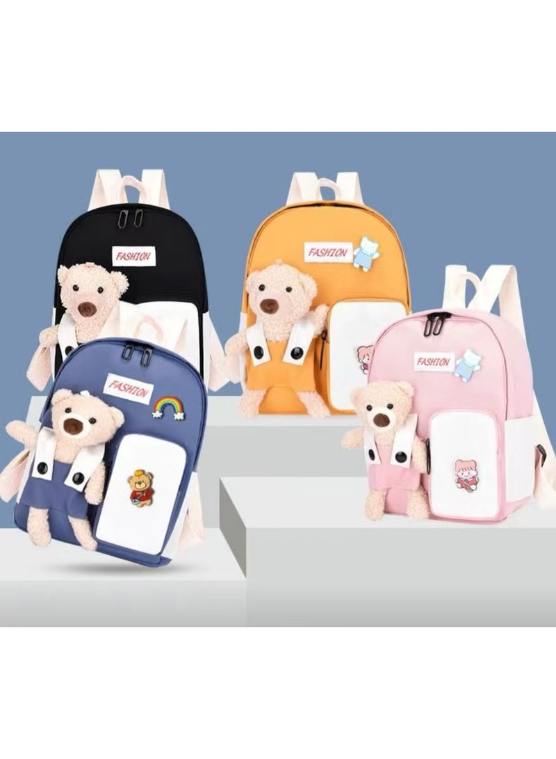 كيوت بسيطة حقيبة الظهر للأطفال الصغار الحديثة مناسبة للطلاب والبنات والأولاد | روضة أطفال أطفال المدارس الابتدائية على ظهره ، لطيف قلادة الدب الصغير - Image 4