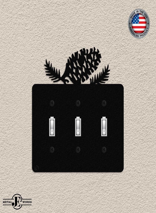 Innovative Fabricators, Inc. Pine Cone Triple Toggle Light Switch Wall Plate (Triple Toggle, Black) - MADE IN USA - Image 3