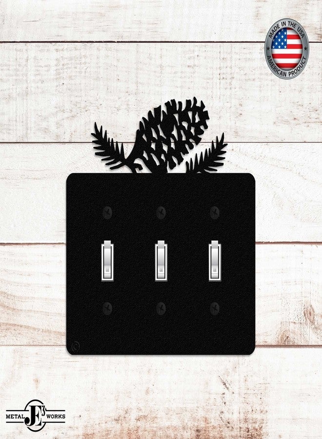 Innovative Fabricators, Inc. Pine Cone Triple Toggle Light Switch Wall Plate (Triple Toggle, Black) - MADE IN USA - Image 2