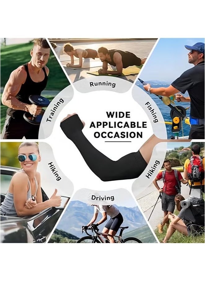 3 Pair Arm Sleeves, hand sleeve sun protection, UV Protection Cooling Breathable Arm Sleeve, Sun Protective Moisture Wicking Gloves with Finger Hole to Cover Arms for Cycling, Driving, Outdoor Sports for Men and Women - Image 3