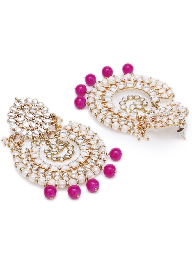 Karatcart Pink Drops Kundan Chandbali Earrings for Women - Image 4