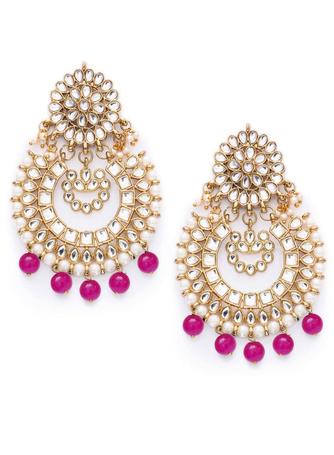 Karatcart Pink Drops Kundan Chandbali Earrings for Women - Image 1