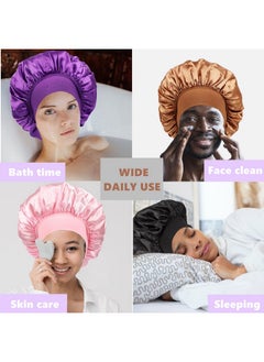 Himoswis 6 Pcs Satin Hair Bonnets For Black Women,Hair Bonnet For Sleeping,Sleep Bonnets For Women/Men,Bonnet For Men,Satin Bonnets For Curly Hair Shower Cap  - Image 5