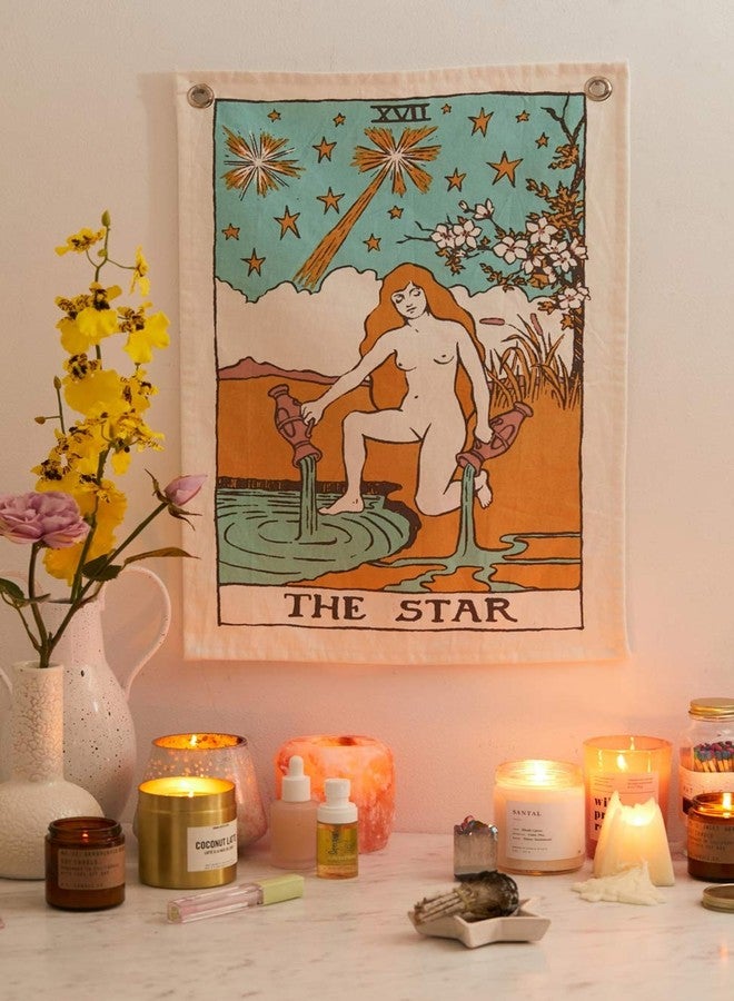 SheetKart Tarot Flag Tapestry - Hand Made Cotton Printed Wall Hanging Tapestries Wall Décor Art (The Star, 20 x 16 Inches) - Image 1