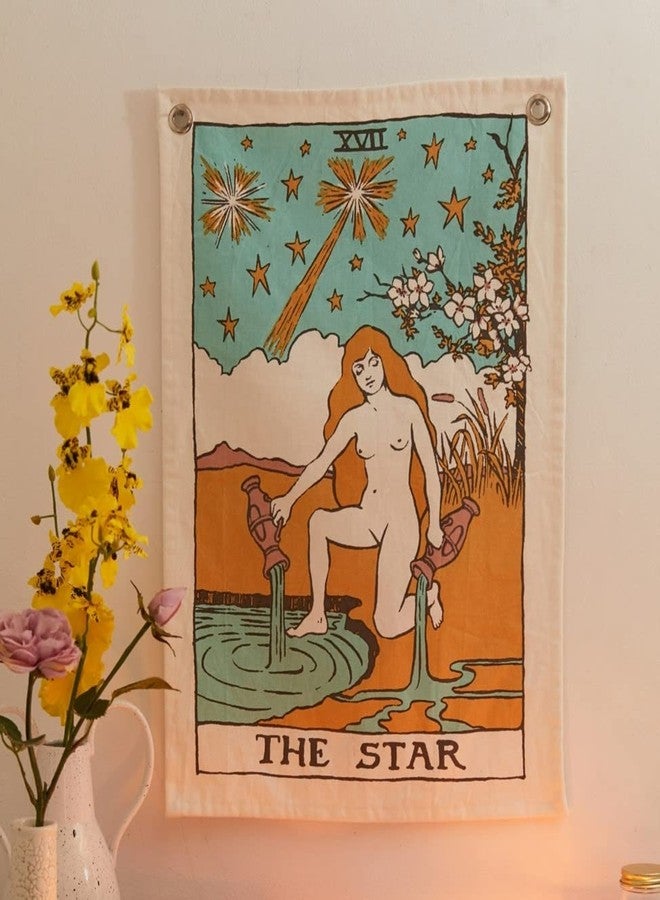 SheetKart Tarot Flag Tapestry - Hand Made Cotton Printed Wall Hanging Tapestries Wall Décor Art (The Star, 20 x 16 Inches) - Image 2