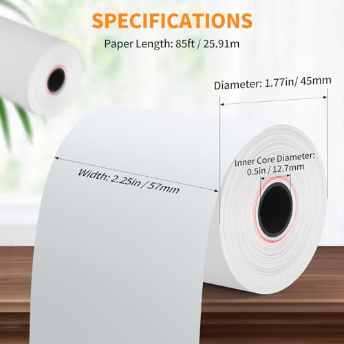 PAPRMA 2 1/4'' x 85' Thermal Receipt Paper 50 Rolls, PAPRMA POS Paper Cash Register Paper Rolls, Thermal Paper for Square Terminal Credit Card Machine Verifone VX510 VX570 FD50 T4220 - Image 2