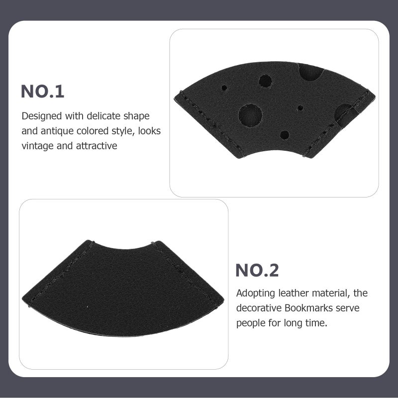 Handmade Black Leather Corner Bookmark Set Of 3 With Hollow Design For Books - Image 5