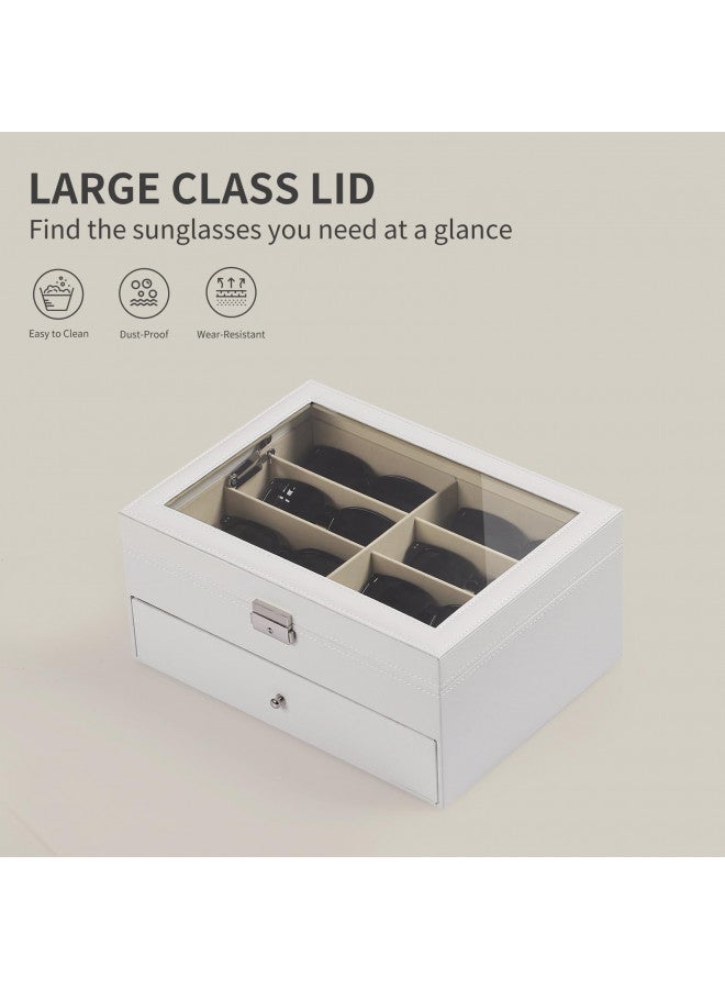 AUTOARK AUTOARK Leather 16 Piece Eyeglasses Storage and Sunglass Glasses Display Drawer Lockable Case Organizer,White,AW-151  - Image 4