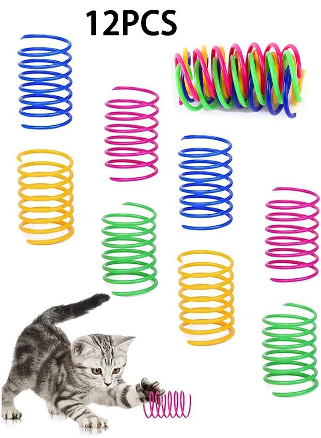 Interactive Cat Spiral Creative Spring Toy to Kill Time and Keep Fit, Sturdy and Heavy Plastic for Swatting, Biting, Hunting Kitten Toys, Colorful, 12 pcs - Image 1