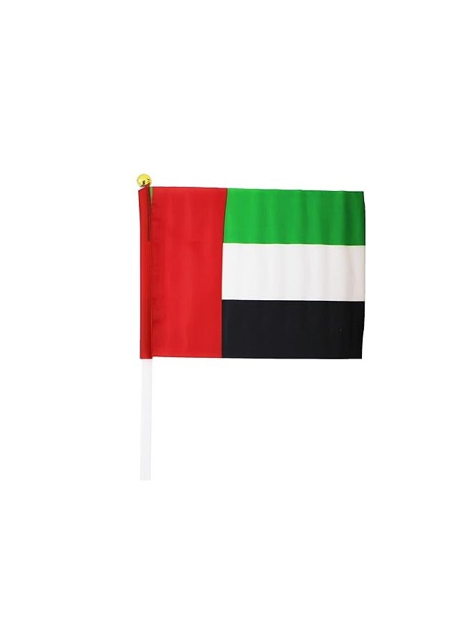 UAE Flag 20x30CM with Stick Pack of 12 Plastic Flags for National Day Celebrations Parades Events and Decorations Lightweight Durable and Easy to Wave Perfect for Indoor and Outdoor Use  - Image 1