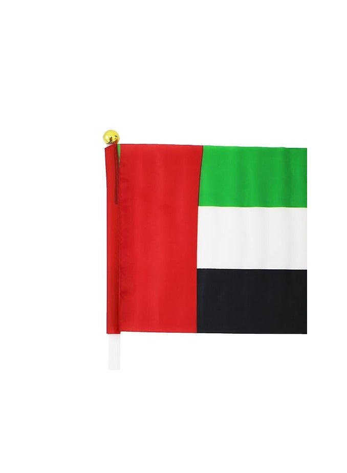 UAE Flag 20x30CM with Stick Pack of 12 Plastic Flags for National Day Celebrations Parades Events and Decorations Lightweight Durable and Easy to Wave Perfect for Indoor and Outdoor Use  - Image 3