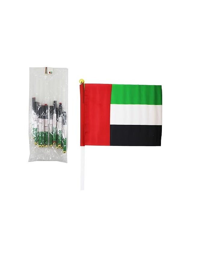 UAE Flag 20x30CM with Stick Pack of 12 Plastic Flags for National Day Celebrations Parades Events and Decorations Lightweight Durable and Easy to Wave Perfect for Indoor and Outdoor Use  - Image 4