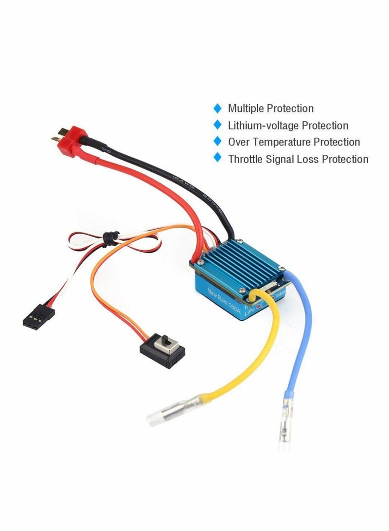 Barakah RC Car 160A Brushed ESC Electric Speed Controller 3S 160A Waterproof ESC 5V 1A BEC for 1 12 RC Car Replacement Accessories RC Truck Buggy Short Course Truck Rock Crawler and Tank - Image 4