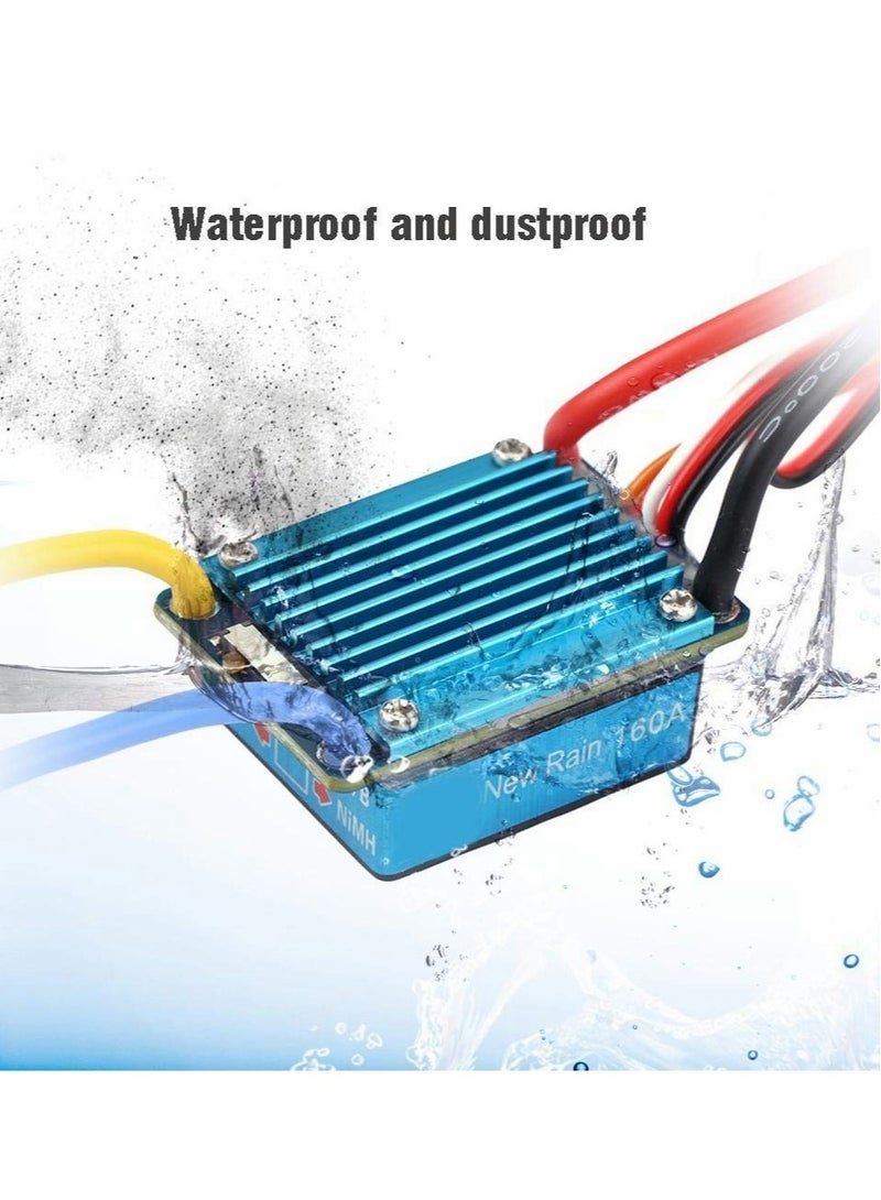 Barakah RC Car 160A Brushed ESC Electric Speed Controller 3S 160A Waterproof ESC 5V 1A BEC for 1 12 RC Car Replacement Accessories RC Truck Buggy Short Course Truck Rock Crawler and Tank - Image 2