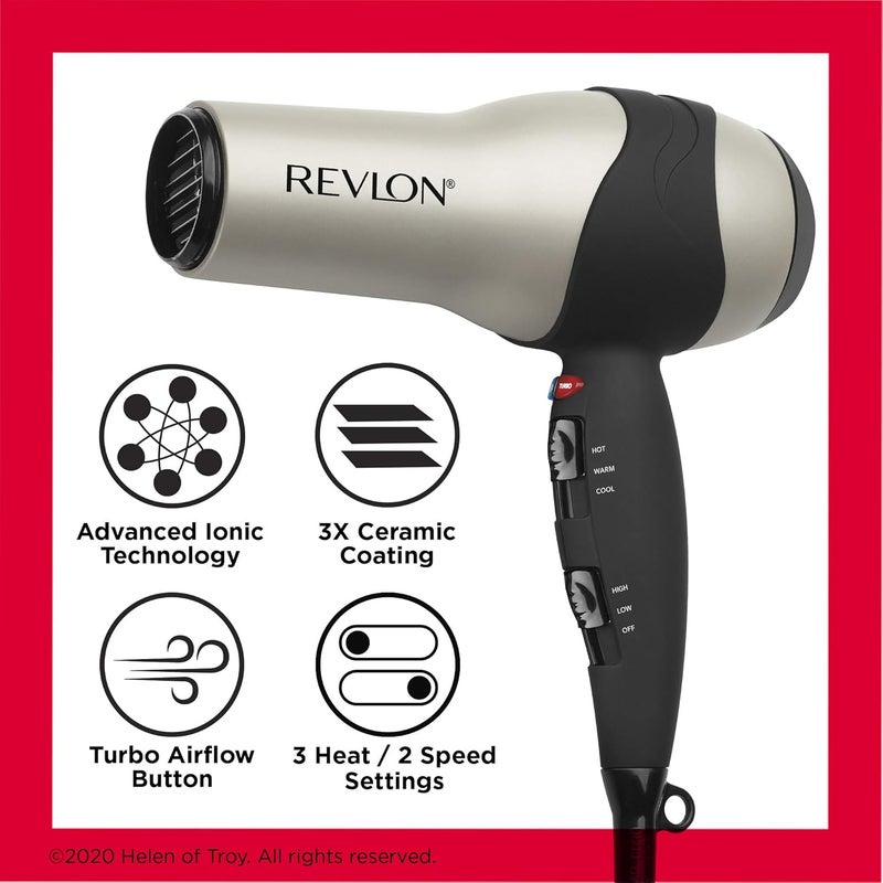 Revlon Turbo Hair Dryer | 1875 Watts of Maximum Shine, Fast Dry (Silver) - Image 4