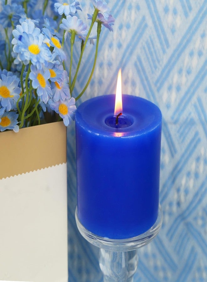 BINYUAN 3 Pack Unscented Royal Blue Pillar Candles, 40 Hour 3x3 Inch Dripless Tapered Fat Column Cylinder Candles for Valentine's Day Home Party Holidays - Image 5