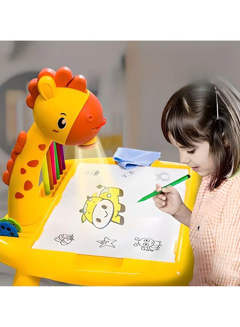 ليكسادا لوحة رسم زرافة، تأتي مع كراسة رسم للتتبع، تتميز بإسقاط ذكي للرسم، أشكال كرتونية متنوعة، مزودة بـ 12 قلمًا ملونًا، لوحة رسم ملونة، هدية مثالية للمهرجان أو هدية عيد ميلاد. - Image 1