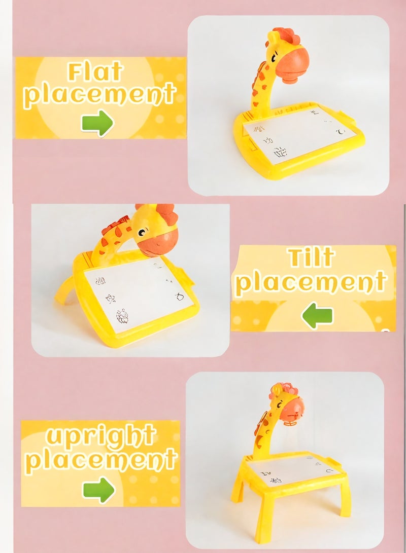 ليكسادا لوحة رسم زرافة، تأتي مع كراسة رسم للتتبع، تتميز بإسقاط ذكي للرسم، أشكال كرتونية متنوعة، مزودة بـ 12 قلمًا ملونًا، لوحة رسم ملونة، هدية مثالية للمهرجان أو هدية عيد ميلاد. - Image 3