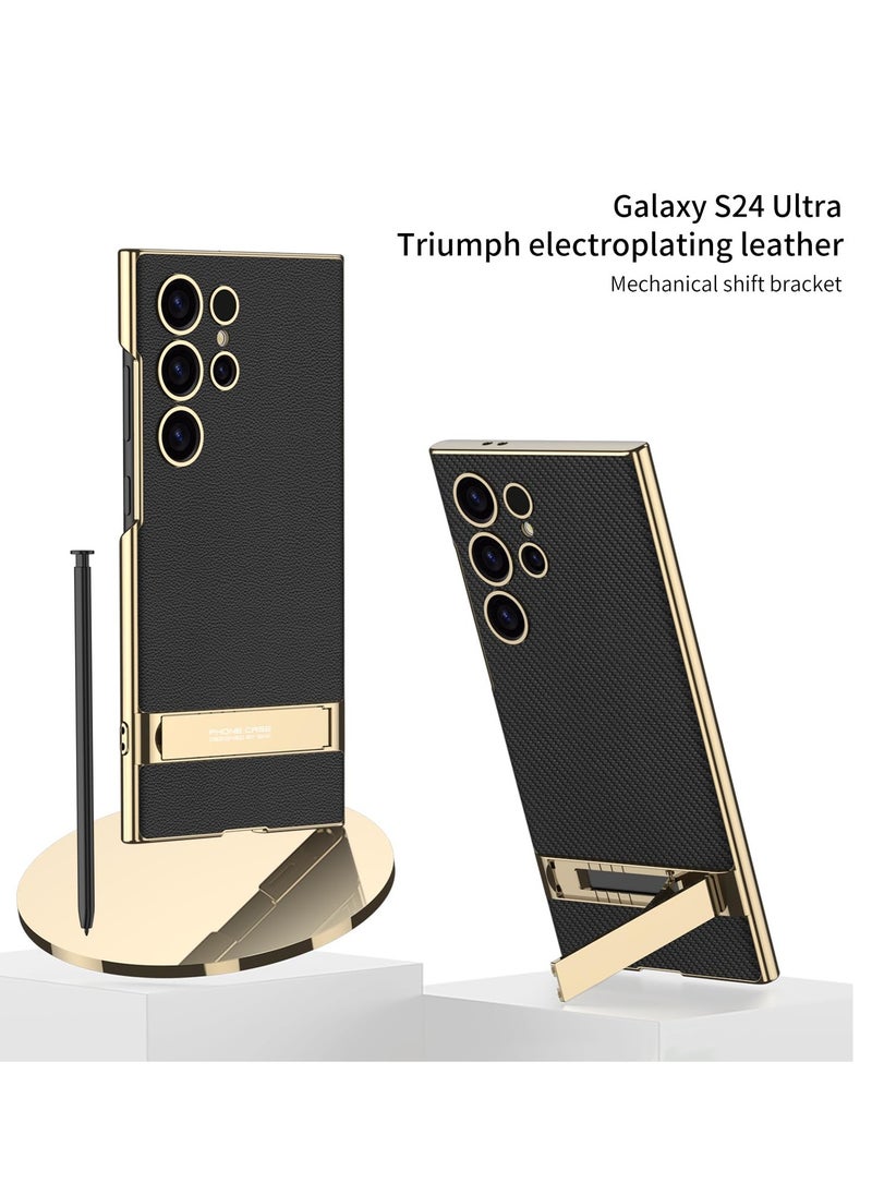 Aookay Case for Samsung Galaxy S24 Ultra Case with Pen, S24 Ultra Case with Stand Luxury Leather Slim Electroplate Cover for S24 Ultra,Not Original Pen (Black)  - Image 2
