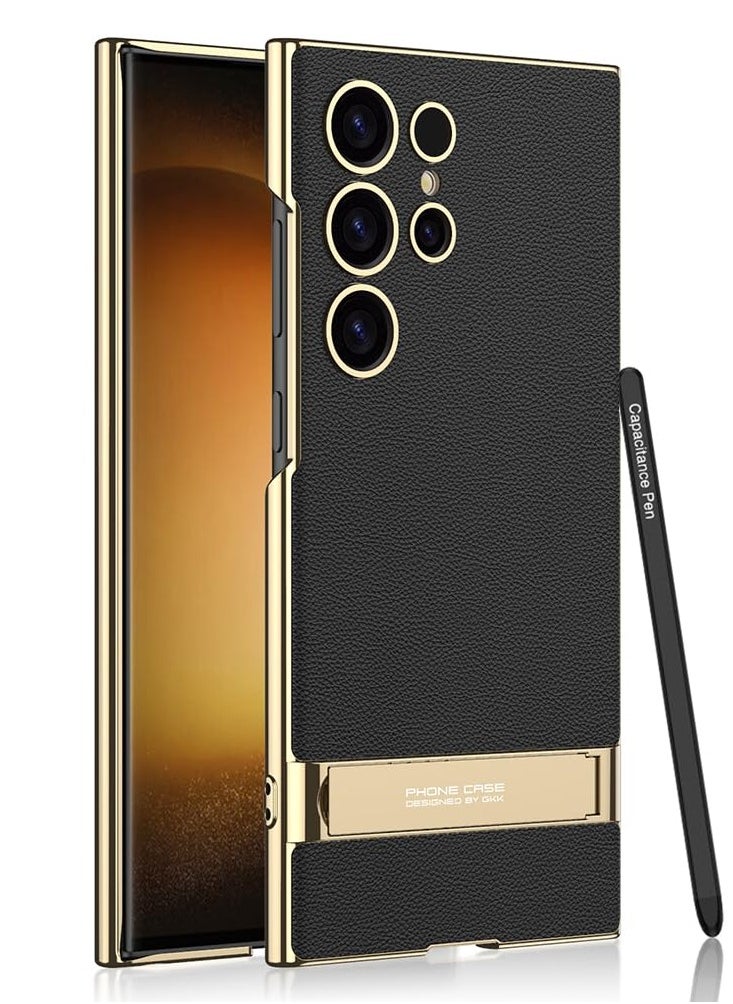Aookay Case for Samsung Galaxy S24 Ultra Case with Pen, S24 Ultra Case with Stand Luxury Leather Slim Electroplate Cover for S24 Ultra,Not Original Pen (Black)  - Image 1