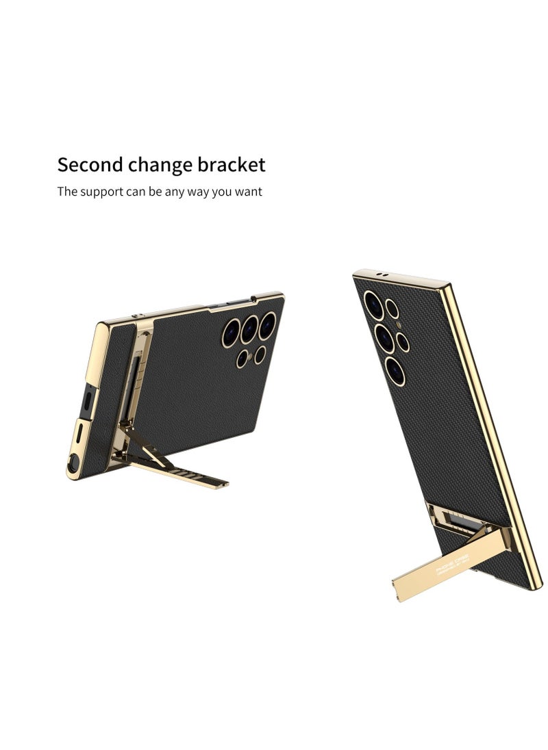 Aookay Case for Samsung Galaxy S24 Ultra Case with Pen, S24 Ultra Case with Stand Luxury Leather Slim Electroplate Cover for S24 Ultra,Not Original Pen (Black)  - Image 3