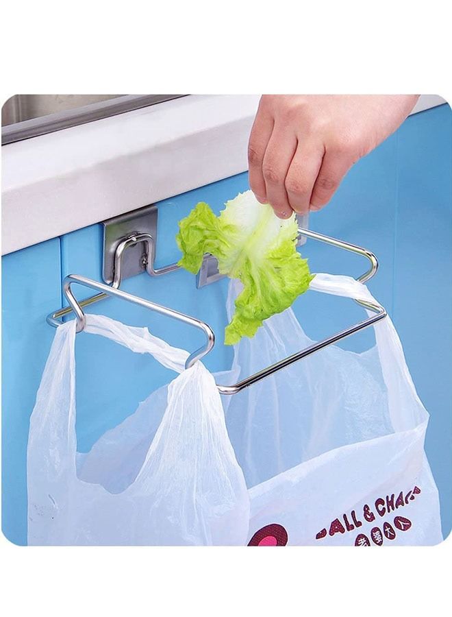 KASTWAVE Hanging Trash Bag Holder, Garbage Bag Hanging Rack Stainless Steel Rubbish Bag Hanger for Kitchen Cupboard Cabinets Practical Sturdy Under Counter Over Door Bag Holder  - Image 5