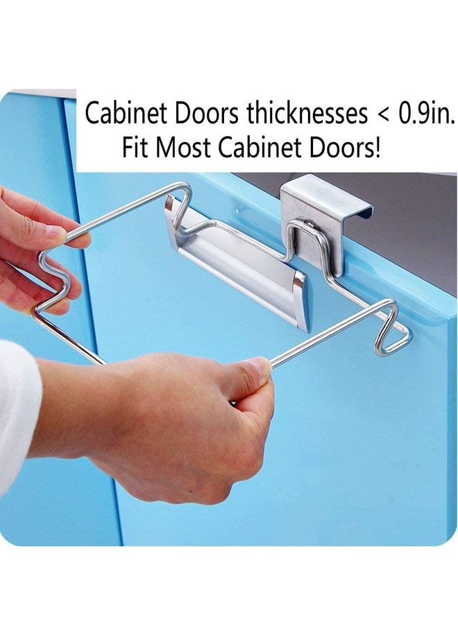 KASTWAVE Hanging Trash Bag Holder, Garbage Bag Hanging Rack Stainless Steel Rubbish Bag Hanger for Kitchen Cupboard Cabinets Practical Sturdy Under Counter Over Door Bag Holder  - Image 3