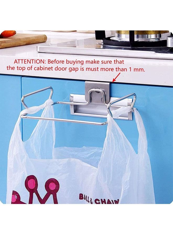 KASTWAVE Hanging Trash Bag Holder, Garbage Bag Hanging Rack Stainless Steel Rubbish Bag Hanger for Kitchen Cupboard Cabinets Practical Sturdy Under Counter Over Door Bag Holder  - Image 4