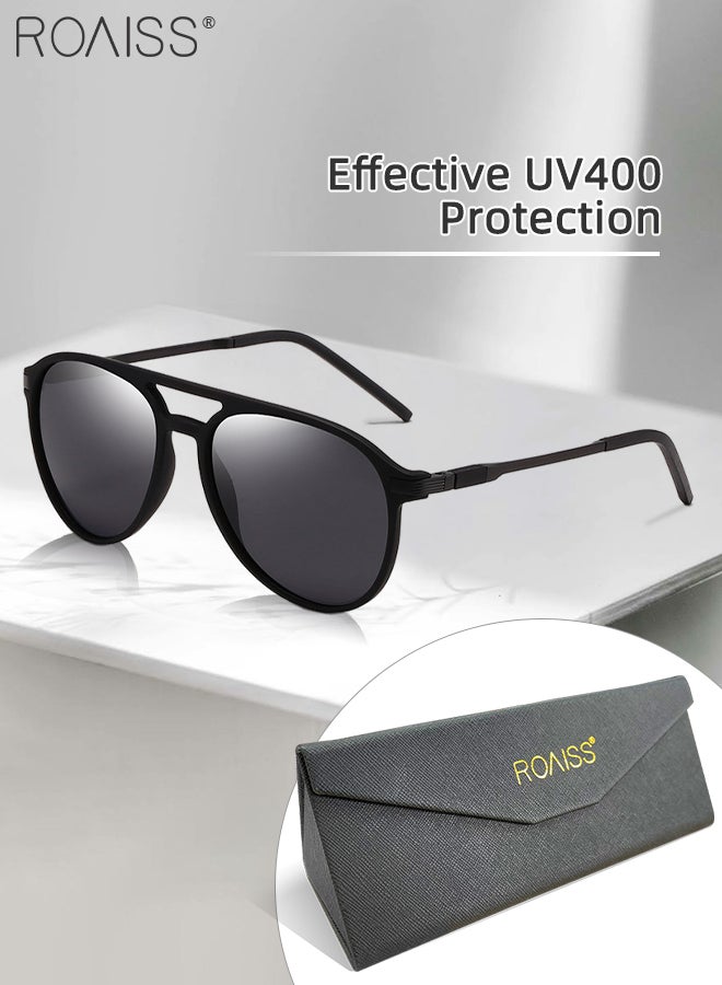 رويس نظارة أفياتور شمسية مستقطبة رجالية، نظارة الشمس الواقية من الأشعة فوق البنفسجية 400 بعدسات رمادية، ظلال شمس مضادة للوهج عصرية للرجال مناسبة للقيادة وصيد الأسماك والسفر، 62 مم - Image 1