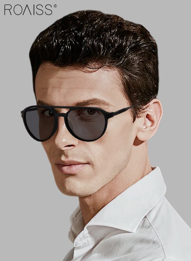 رويس نظارة أفياتور شمسية مستقطبة رجالية، نظارة الشمس الواقية من الأشعة فوق البنفسجية 400 بعدسات رمادية، ظلال شمس مضادة للوهج عصرية للرجال مناسبة للقيادة وصيد الأسماك والسفر، 62 مم - Image 2