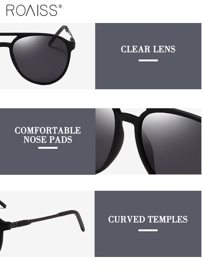 رويس نظارة أفياتور شمسية مستقطبة رجالية، نظارة الشمس الواقية من الأشعة فوق البنفسجية 400 بعدسات رمادية، ظلال شمس مضادة للوهج عصرية للرجال مناسبة للقيادة وصيد الأسماك والسفر، 62 مم - Image 5