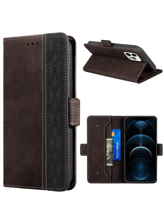 Zaboon Case For iPhone 12 Pro Max Stitching Magnetic RFID Leather Case - Image 1