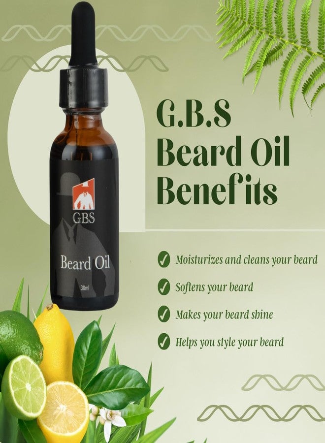 G.B.S Beard Oil, 30ml, Set of 3 Bottles with Wooden Boar Bristle Beard Brush - Image 3