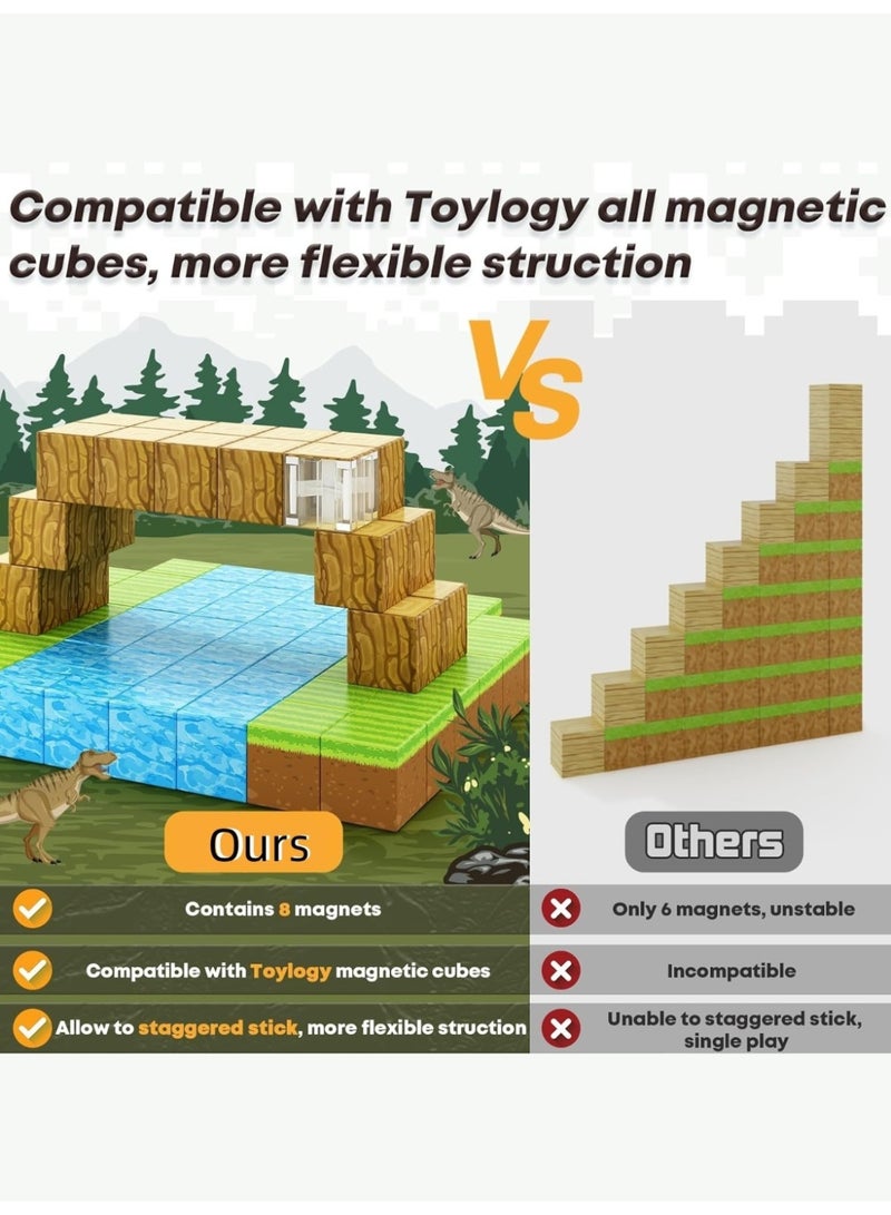 102PCS Magnetic Blocks Build Mine Magnet World Set for Boys & Girls Age 3-5 6-8, STEM Sensory Toys for Toddlers Gifts for 3+ Years Kids,1" Magnet Cubes Classroom Must Haves Construction Toys (Garden)  - Image 3