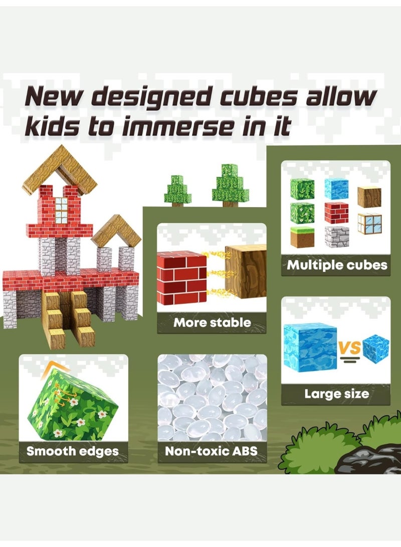 102PCS Magnetic Blocks Build Mine Magnet World Set for Boys & Girls Age 3-5 6-8, STEM Sensory Toys for Toddlers Gifts for 3+ Years Kids,1" Magnet Cubes Classroom Must Haves Construction Toys (Garden)  - Image 5