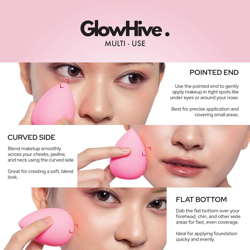 GlowHive. Beauty Makeup Blender Set - 6-Piece Latex-Free Makeup Sponge Set | Ultra-Soft, High-Definition Beauty Blenders for Foundation, Powder, Cream & Liquid | Flawless, Streak-Free Application - Image 2