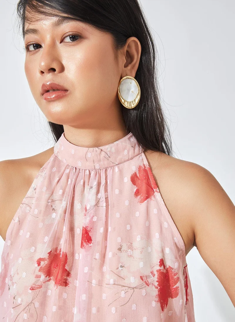 The Label Life Floral Halter Neck Blouse