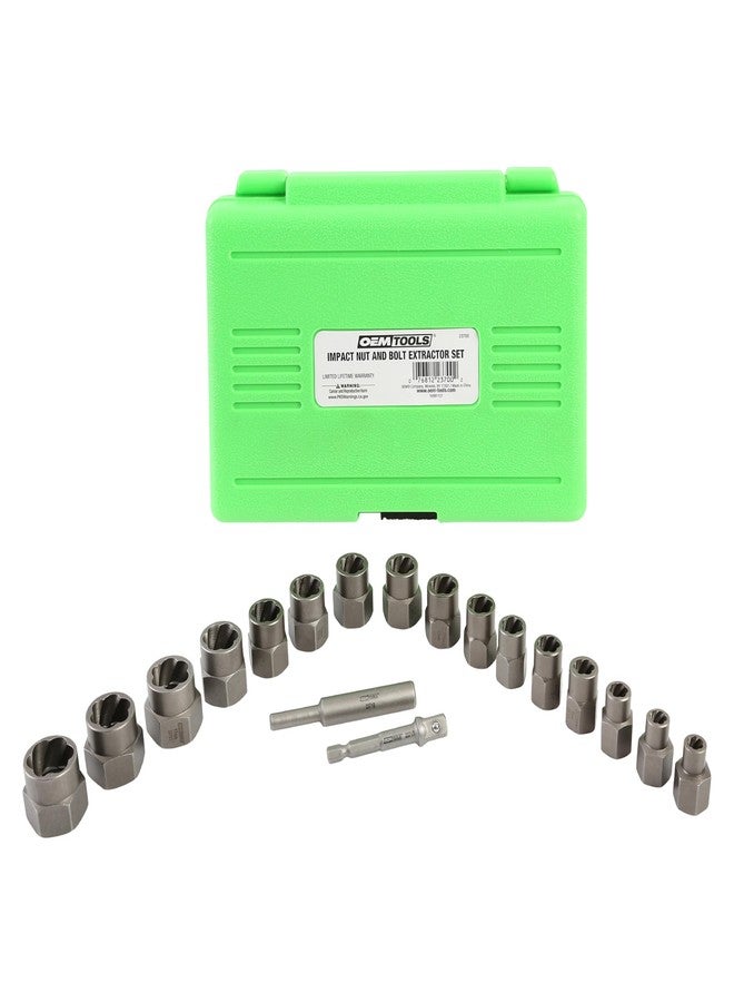 OEMTOOLS 23700 18Pc CrMo Impact Nut and Bolt Extractor Kit, Extractor Set Removes Stripped and Damaged Fasteners, 3/8” Drive Bolt Extractor Set, Impact Wrench Compatible - Image 1