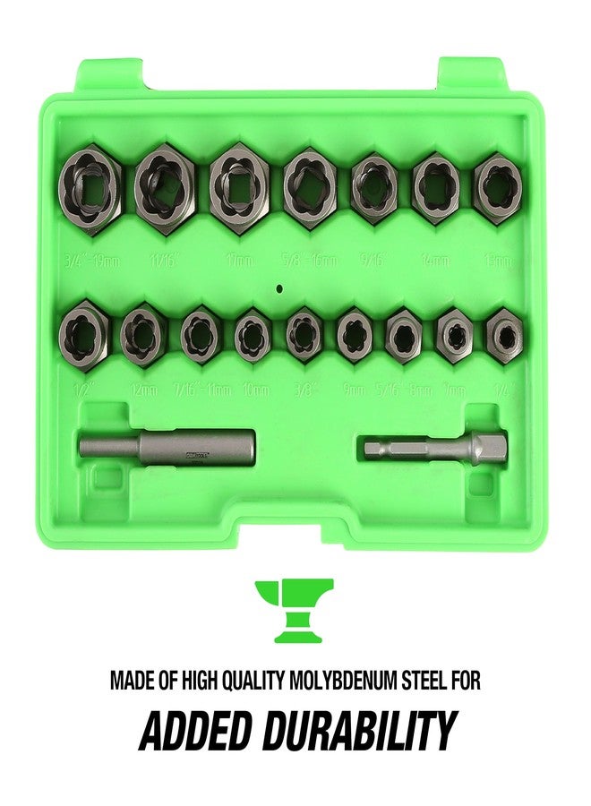 OEMTOOLS 23700 18Pc CrMo Impact Nut and Bolt Extractor Kit, Extractor Set Removes Stripped and Damaged Fasteners, 3/8” Drive Bolt Extractor Set, Impact Wrench Compatible - Image 4
