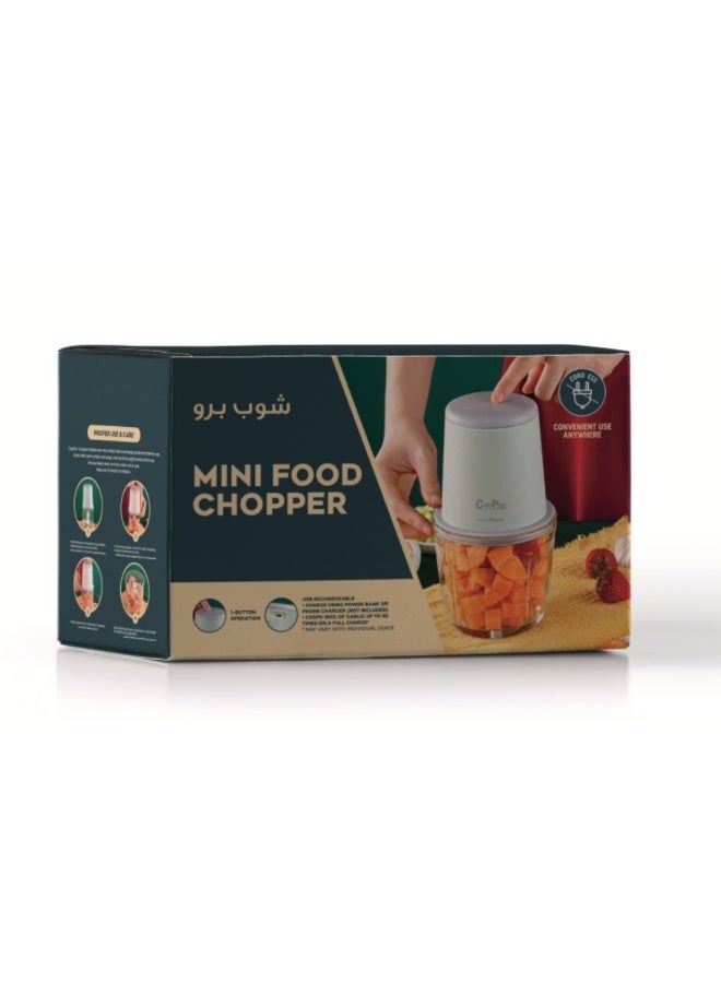 Home Pro مفرمة خضروات هوم برو، سعة 600 مل تعمل بالبطارية مع تخزين زجاجي، بألوان متنوعة - Image 3