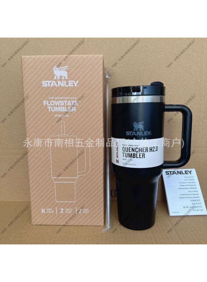 كوب سيبي أسود 40oz 1 18l ستانلي ستانلي عازل حراري مع شارب كوب محمول خارجي للسيارة والرياضة من الفولاذ المقاوم للصدأ 304