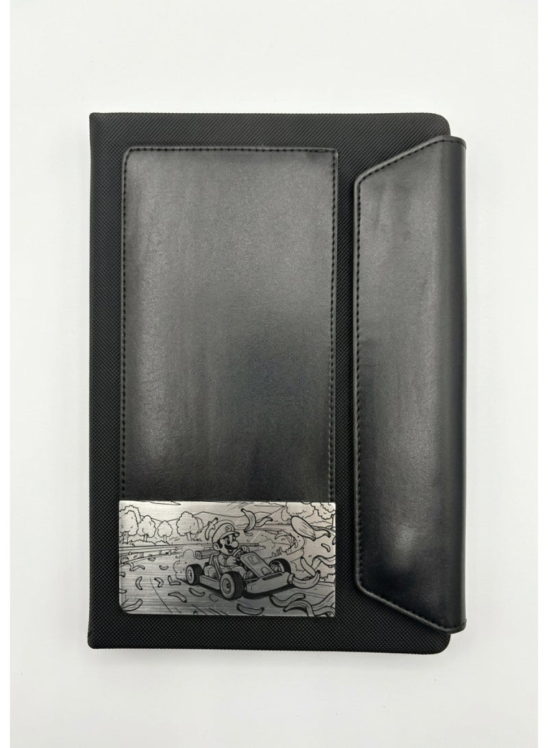 Black Leather Notebook with Super Mario Design – Premium Journal for Daily Writing & Notes - Image 3