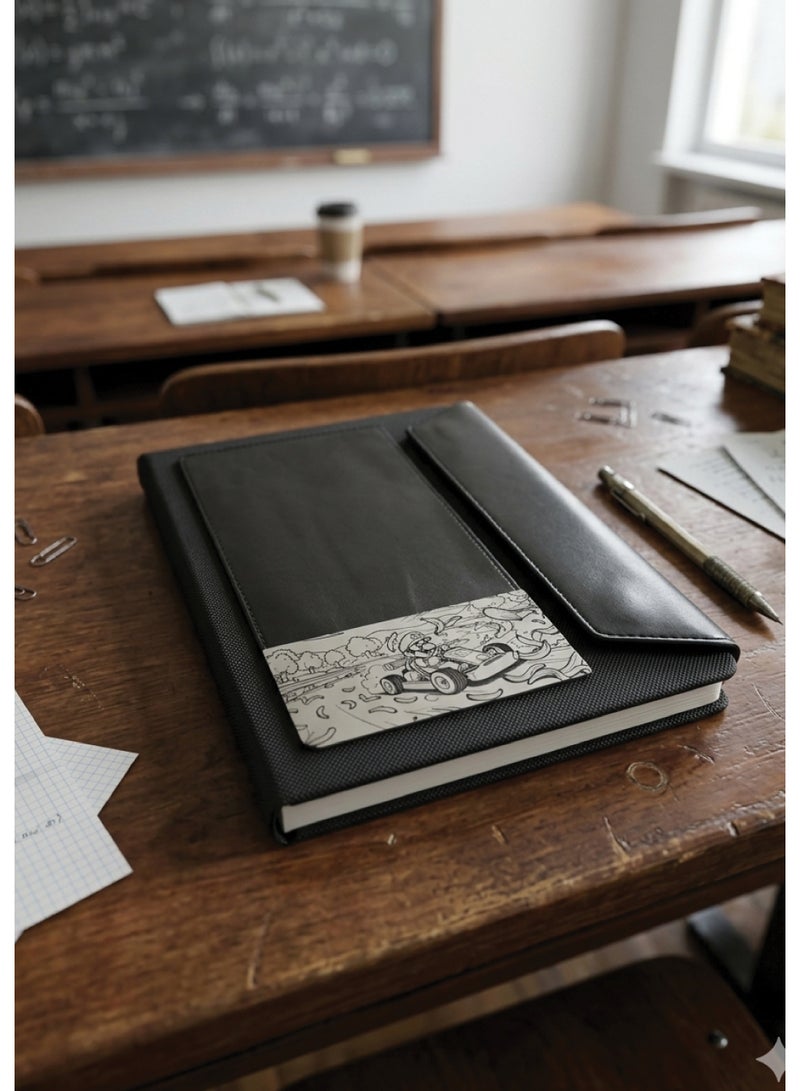 Black Leather Notebook with Super Mario Design – Premium Journal for Daily Writing & Notes - Image 2