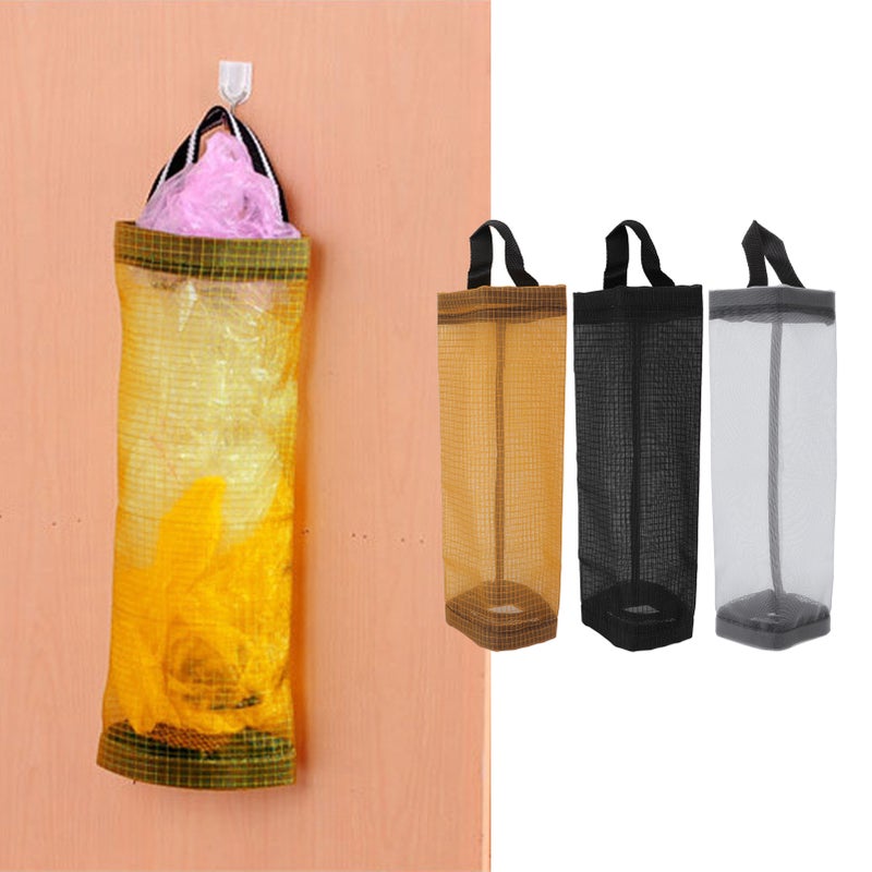 Grocery Bag Holder Large Capacity Durable Polyester Transparent Space Saving Trash Bag Holder for Home Kitchen Yellow - Image 2
